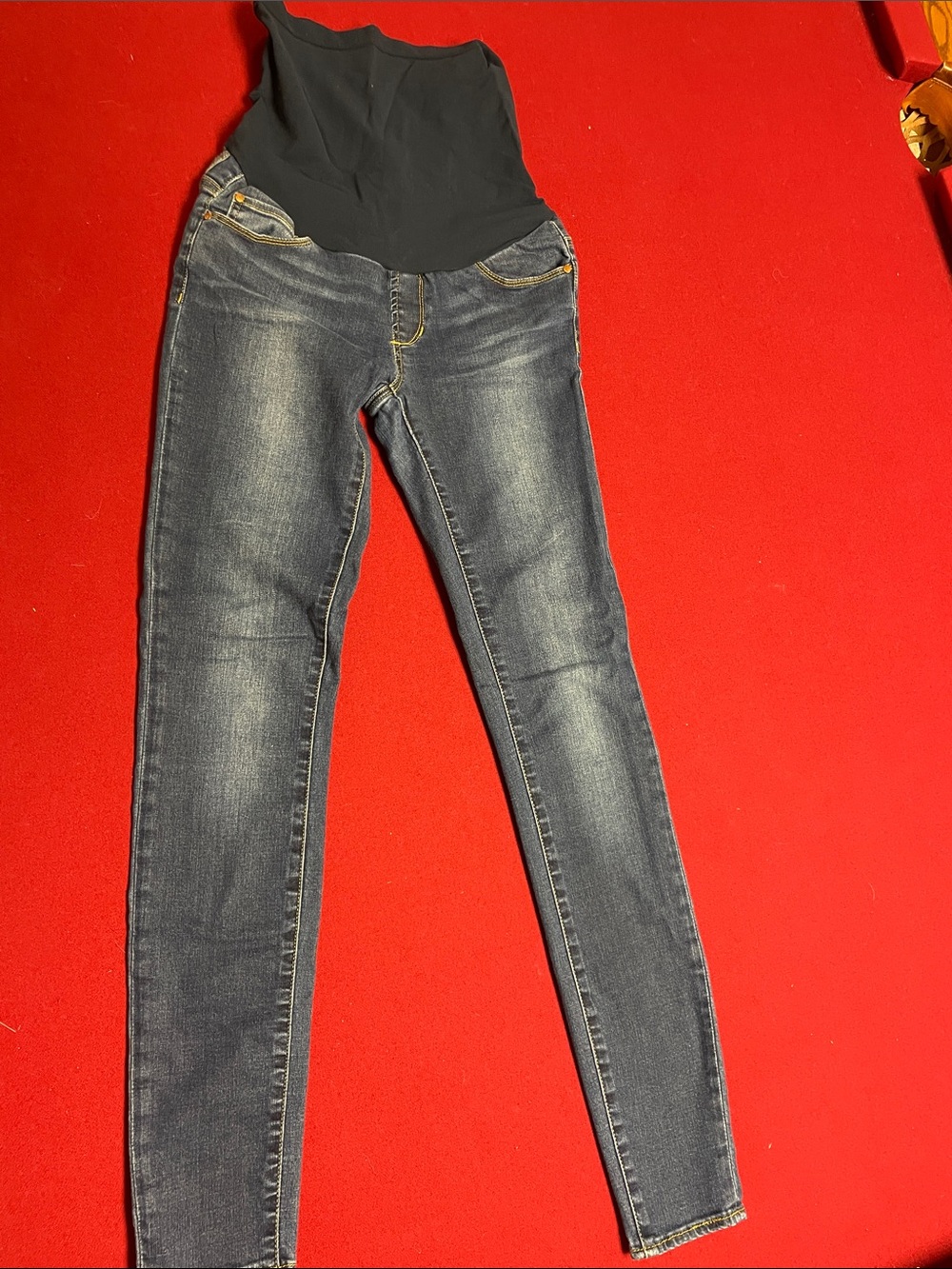 Articles Of Society Dark Blue Skinny Maternity Jeans with Black Panel